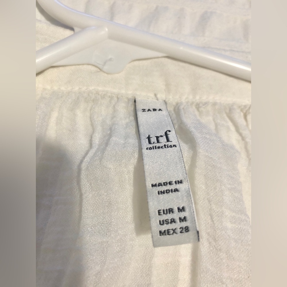 Zara White Boho Beach Sheer Swim Cover Up Long Sleeve top Shirt Orange Tassels - Picture 10 of 10